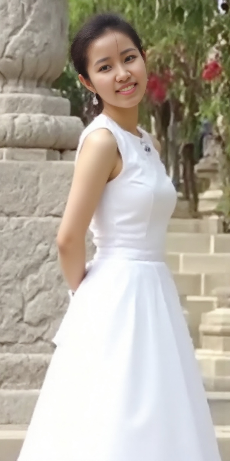 Wedding photo of a very beautiful and pure Chinese girl named Qinqin,  pure white wedding dress,  HD photo on Tensor.Art