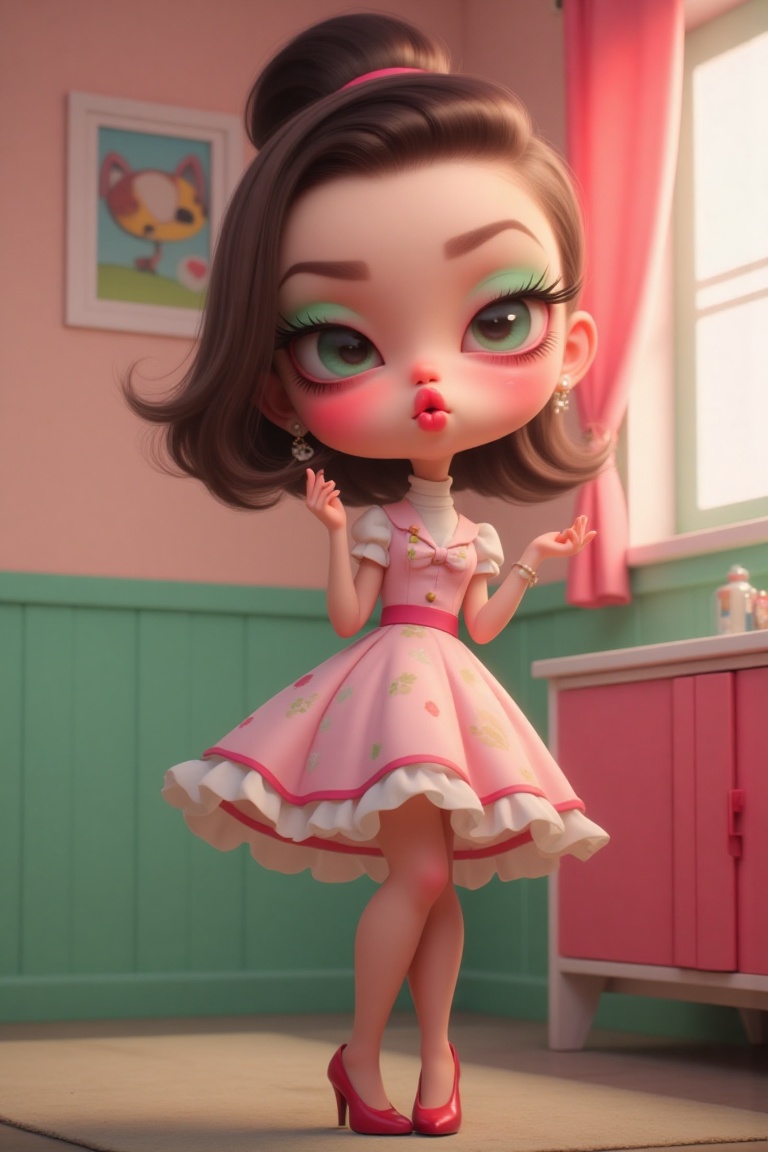 A stylish,  fashionable,  and glamorous 3D cartoon lady with a confident on Tensor.Art