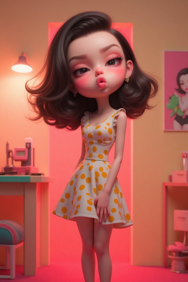 A stylish,  fashionable,  and glamorous 3D cartoon lady with a confident on Tensor.Art