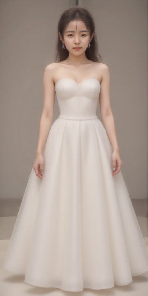 (1 girl),  (completely naked) full body photo,  pure white wedding dress on Tensor.Art