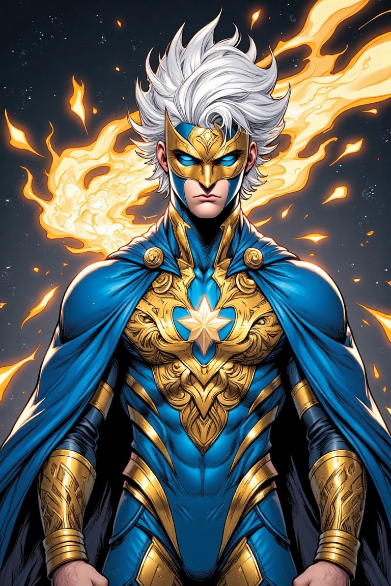The image depicts a person wearing an elaborate costume that appears to be inspired by fantasy or mythical themes. The ind...