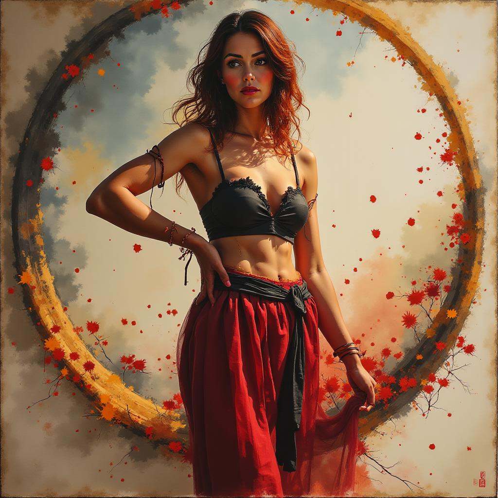 busty lady in rococo Capri pants,  Draconian colors,  sunny on Tensor.Art
