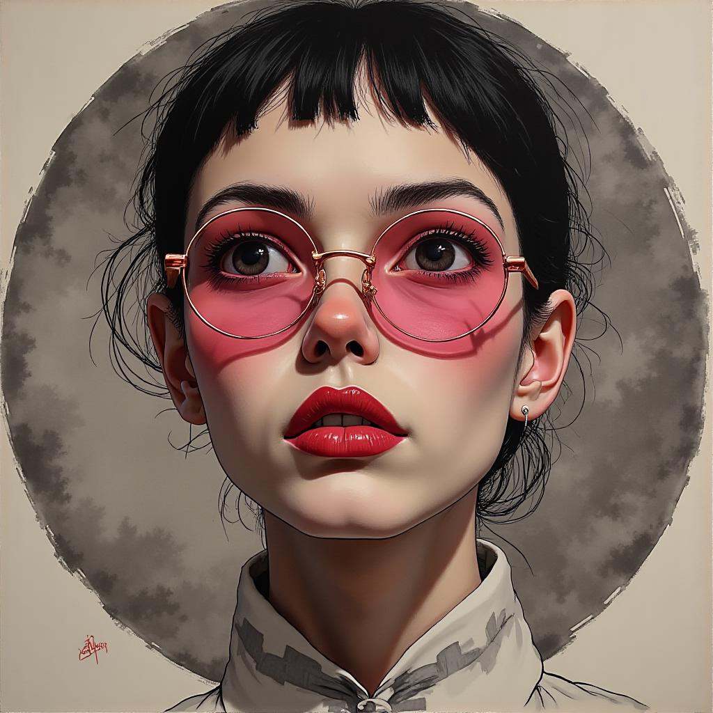 beautiful punk girl with pink glasses,  sexy portrait on Tensor.Art