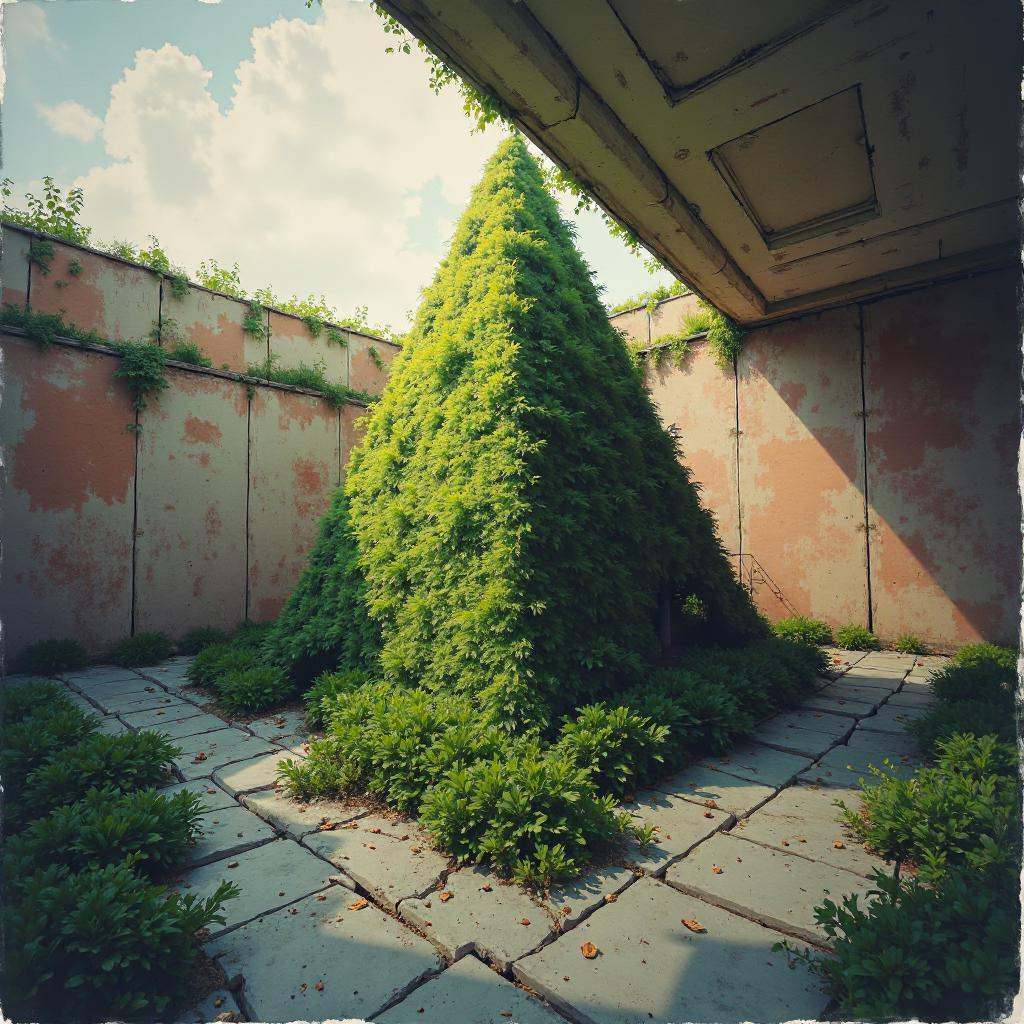 overgrown lush green pyramid,  abandonend on Tensor.Art