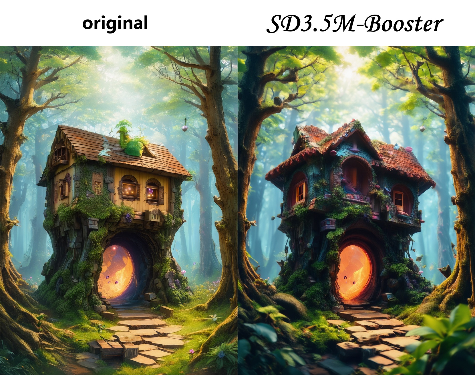 magical cube house with portal on forest ground,  studio ghibli style on Tensor.Art