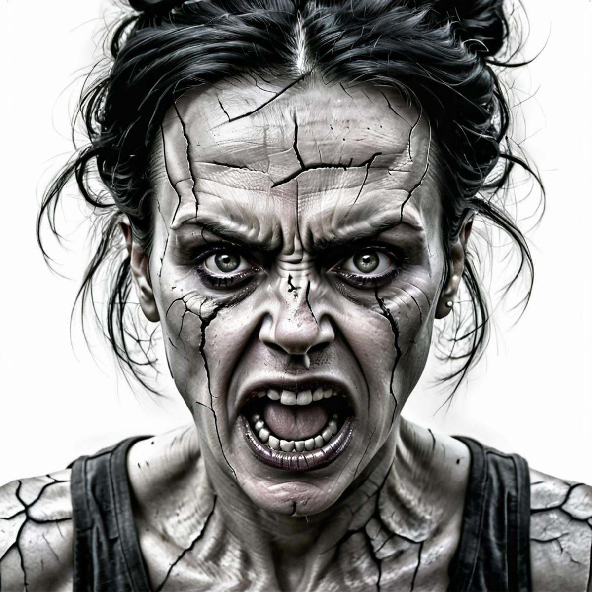 pencil drawing of a mad woman,  krawcked_skn on Tensor.Art