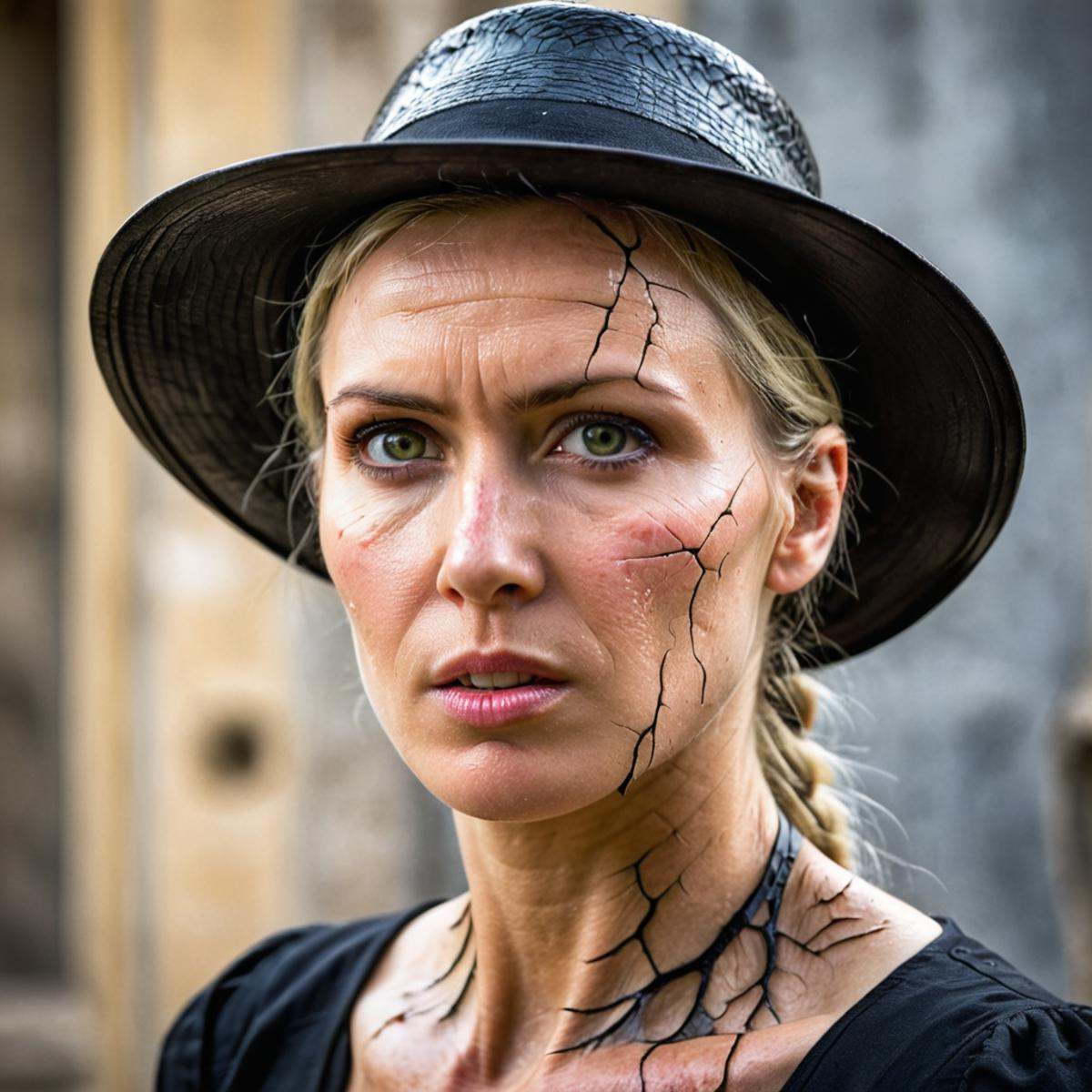 portrait of a woman with hat,  krawcked_skn on Tensor.Art