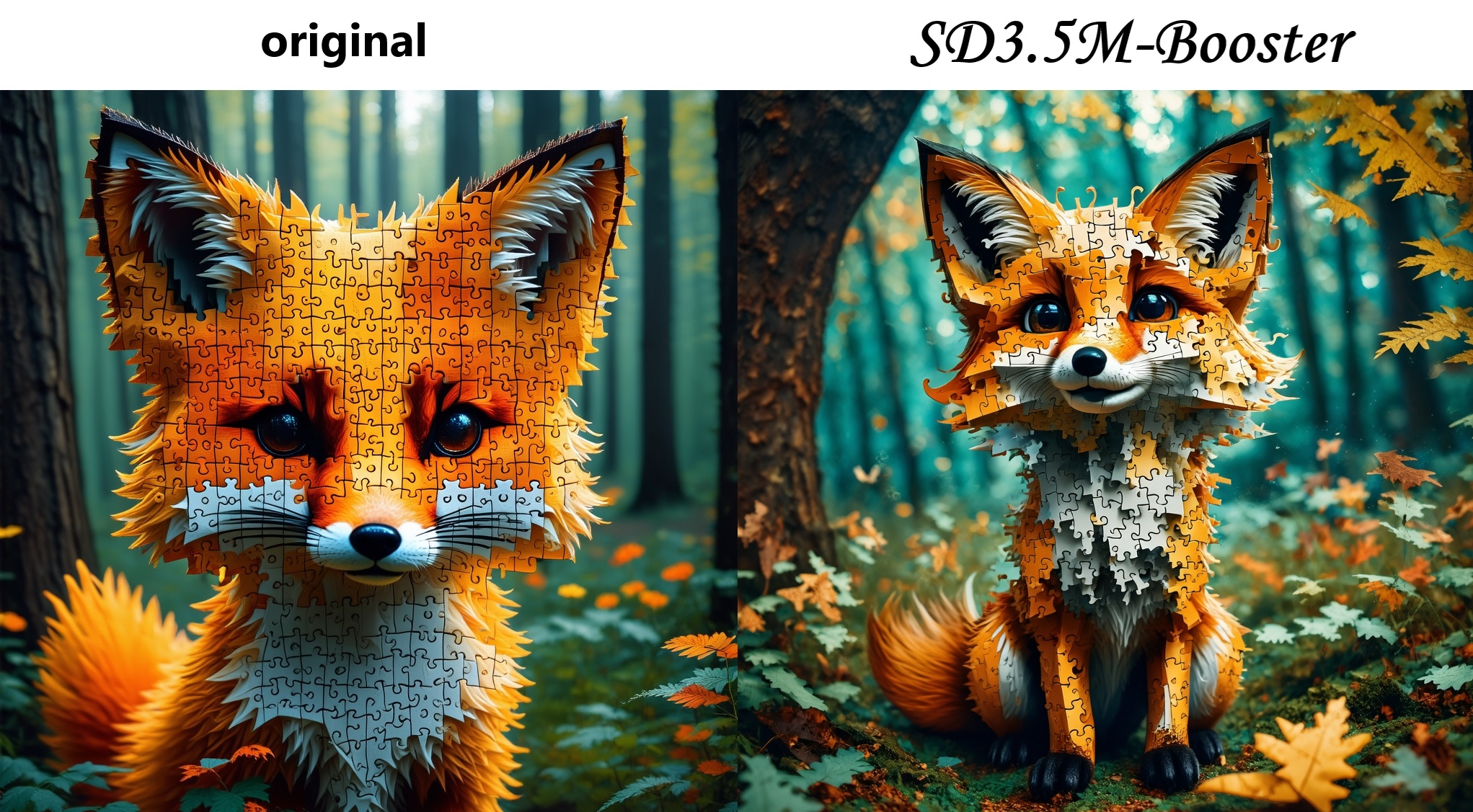 cute adorable fox made out of puzzle pieces,  epic cinematography shot,  color grading on Tensor.Art