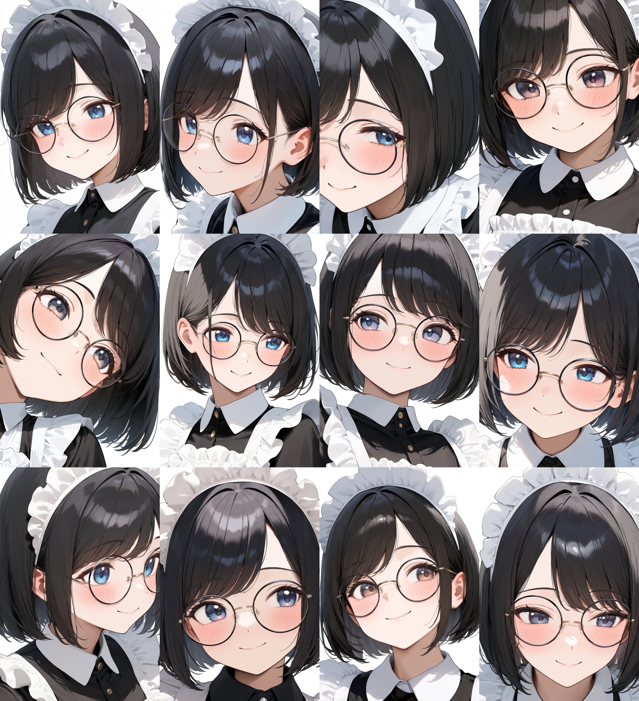 round_glasses22A,  round eyewear,  black-framed eyewear on Tensor.Art