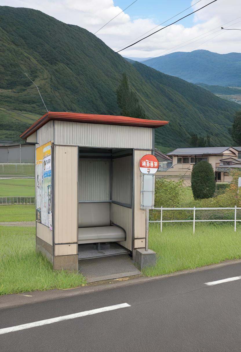 basutei,  bus stop,  no humans on Tensor.Art