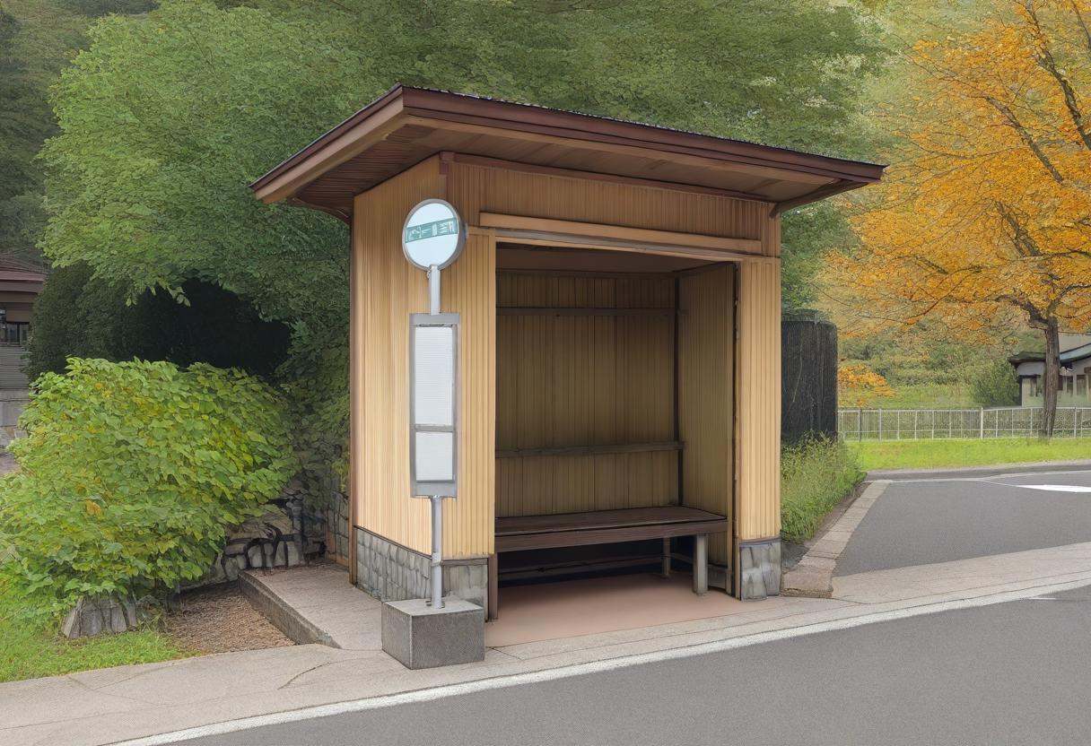 basutei,  bus stop,  scenery on Tensor.Art