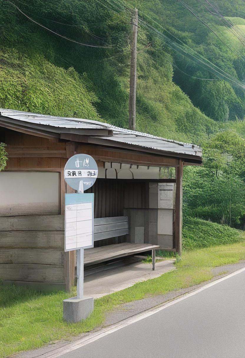 basutei,  scenery,  bus stop on Tensor.Art