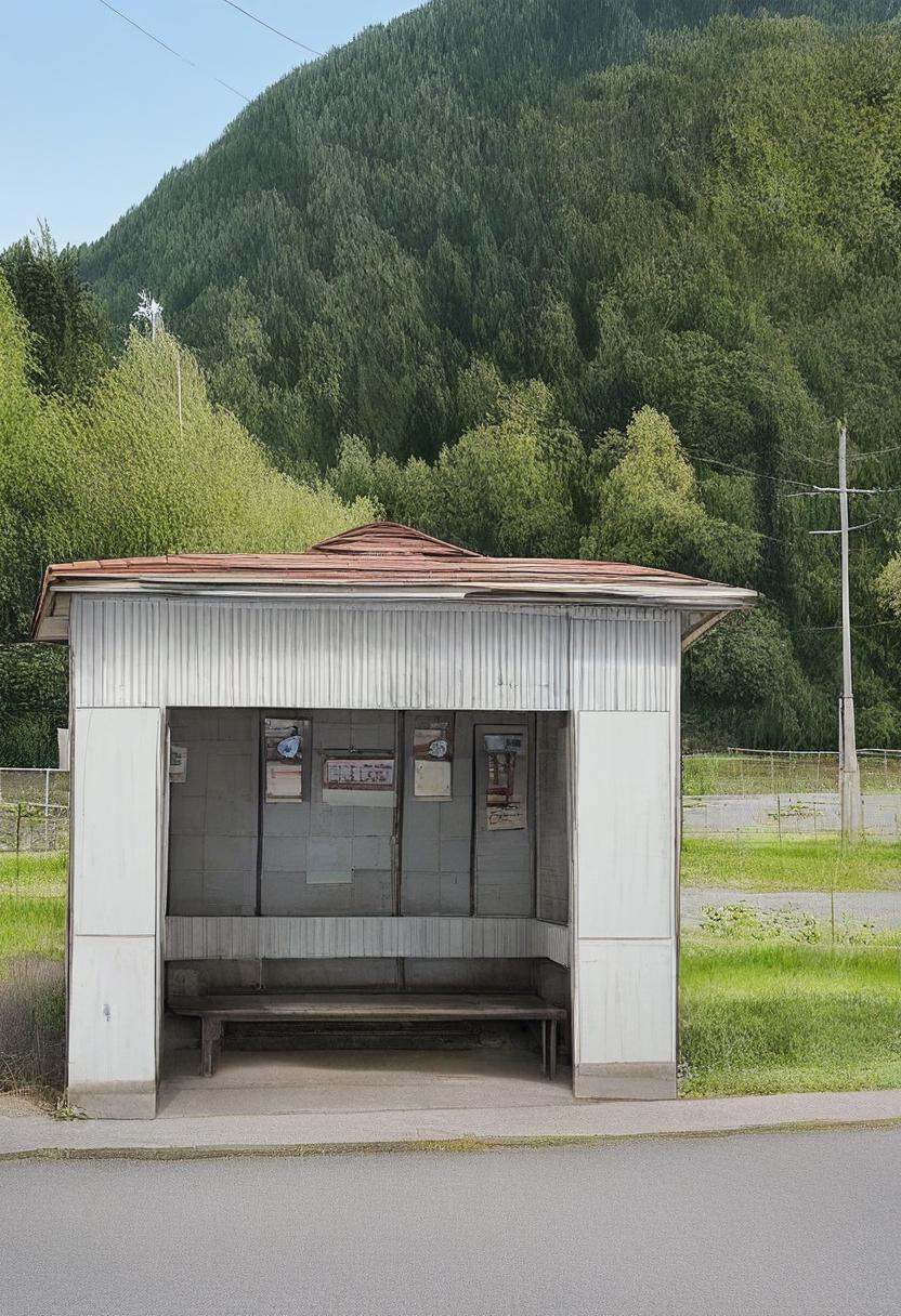 basutei,  scenery,  bus stop on Tensor.Art