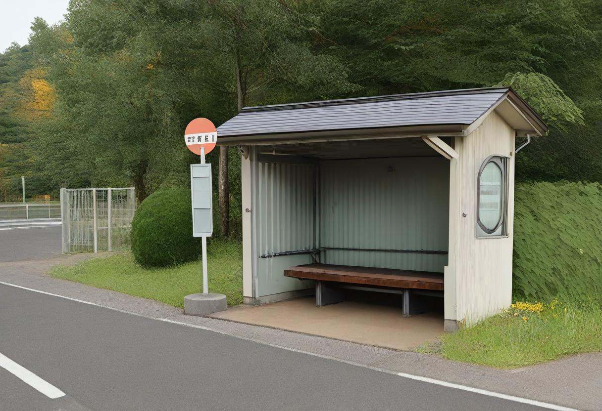 basutei,  bus stop,  scenery on Tensor.Art