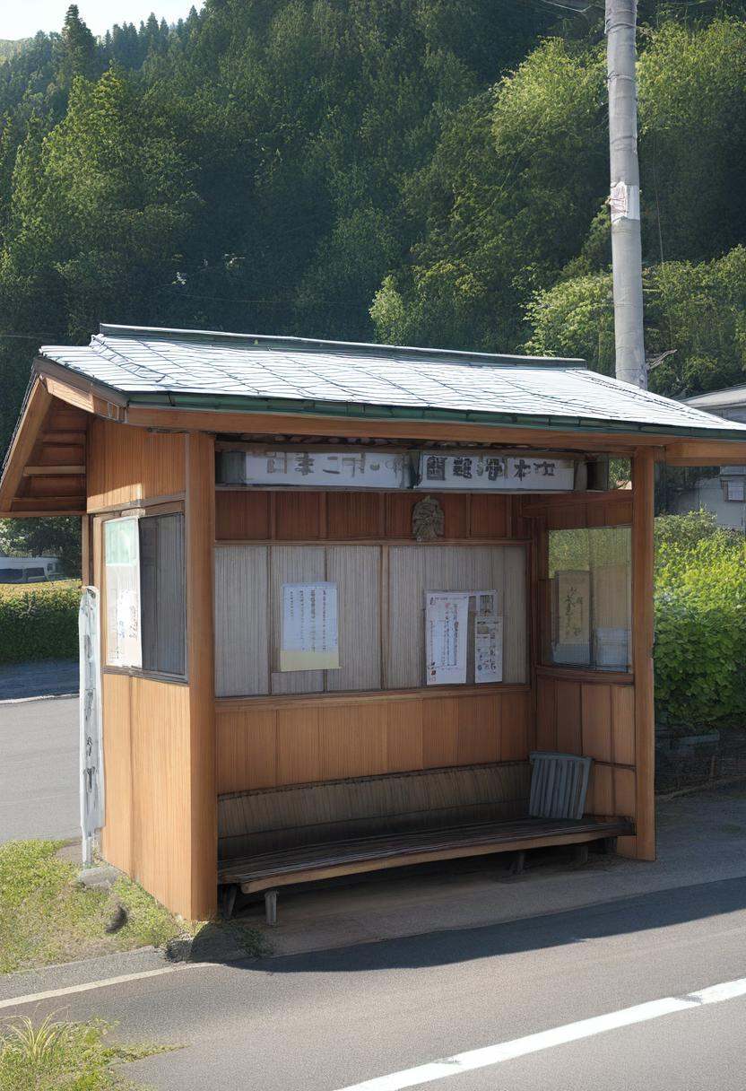 basutei,  scenery,  bus stop on Tensor.Art