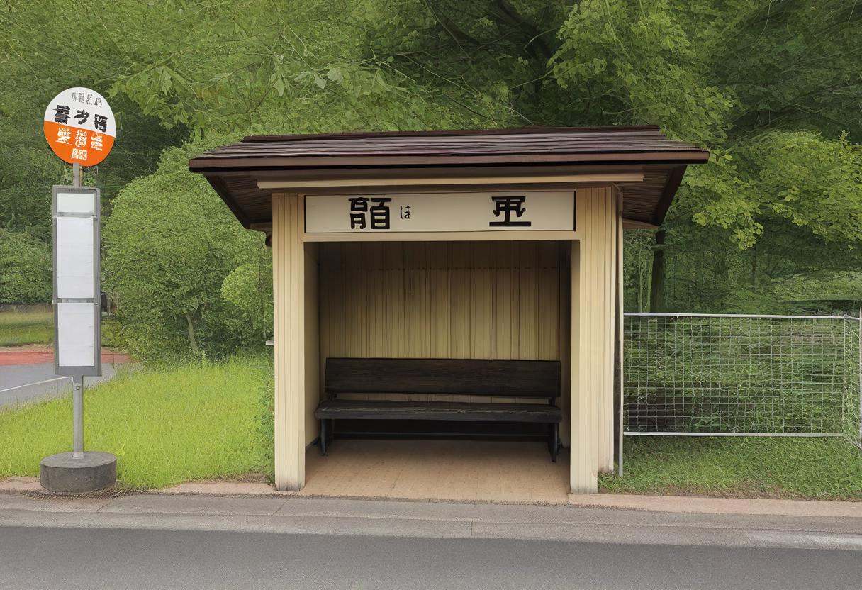 basutei,  bus stop,  scenery on Tensor.Art