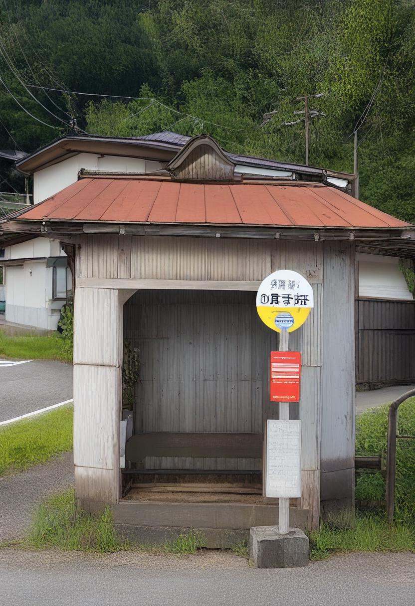 basutei,  scenery,  bus stop on Tensor.Art