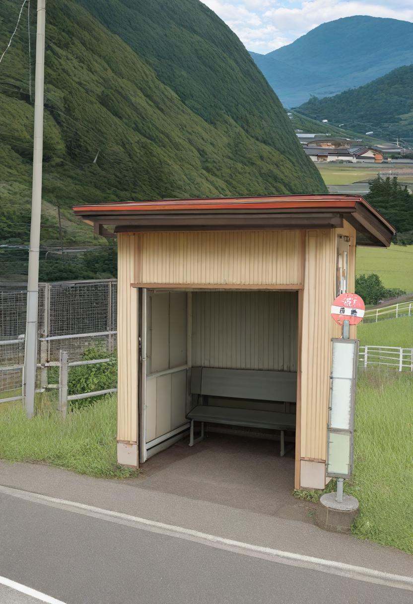 basutei,  bus stop,  no humans on Tensor.Art