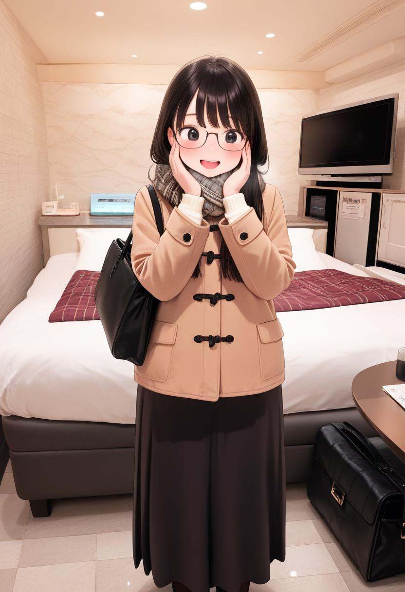 1girl,  glasses,  black hair on Tensor.Art