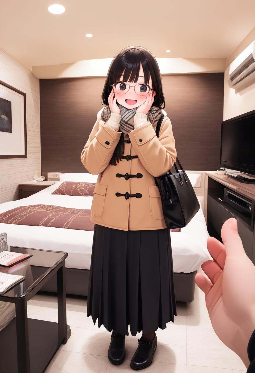 1girl,  glasses,  black hair on Tensor.Art