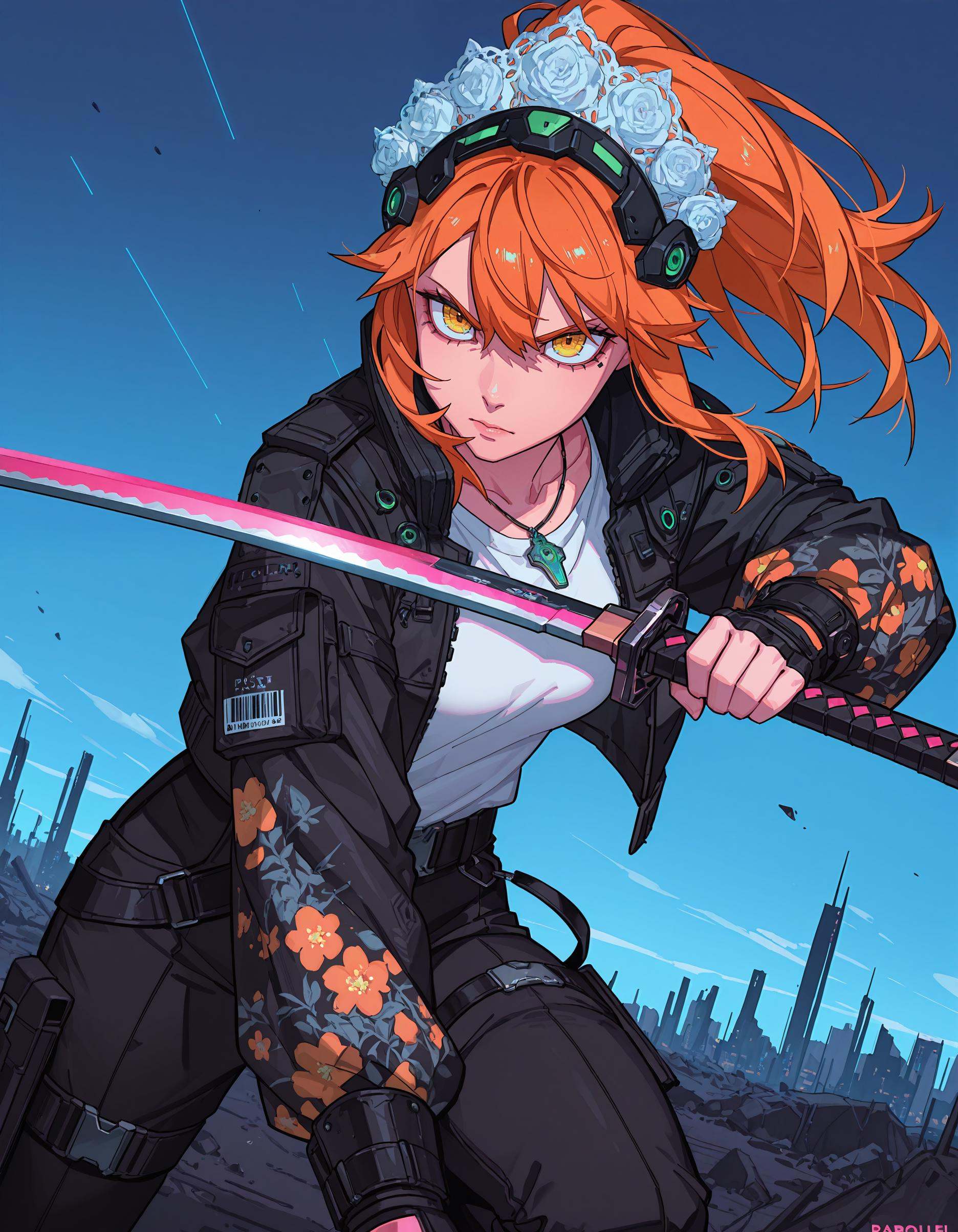 p4r0llel_style,  Anime style,  vibrant orange hair on Tensor.Art