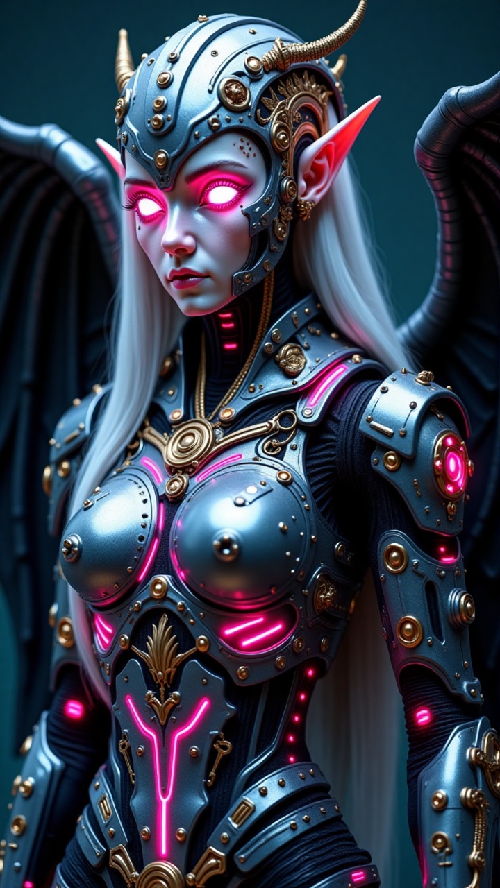 CyborgAndroid,  highly detailed mechanical design,  blend of metallic silver-blue synthetic on Tensor.Art