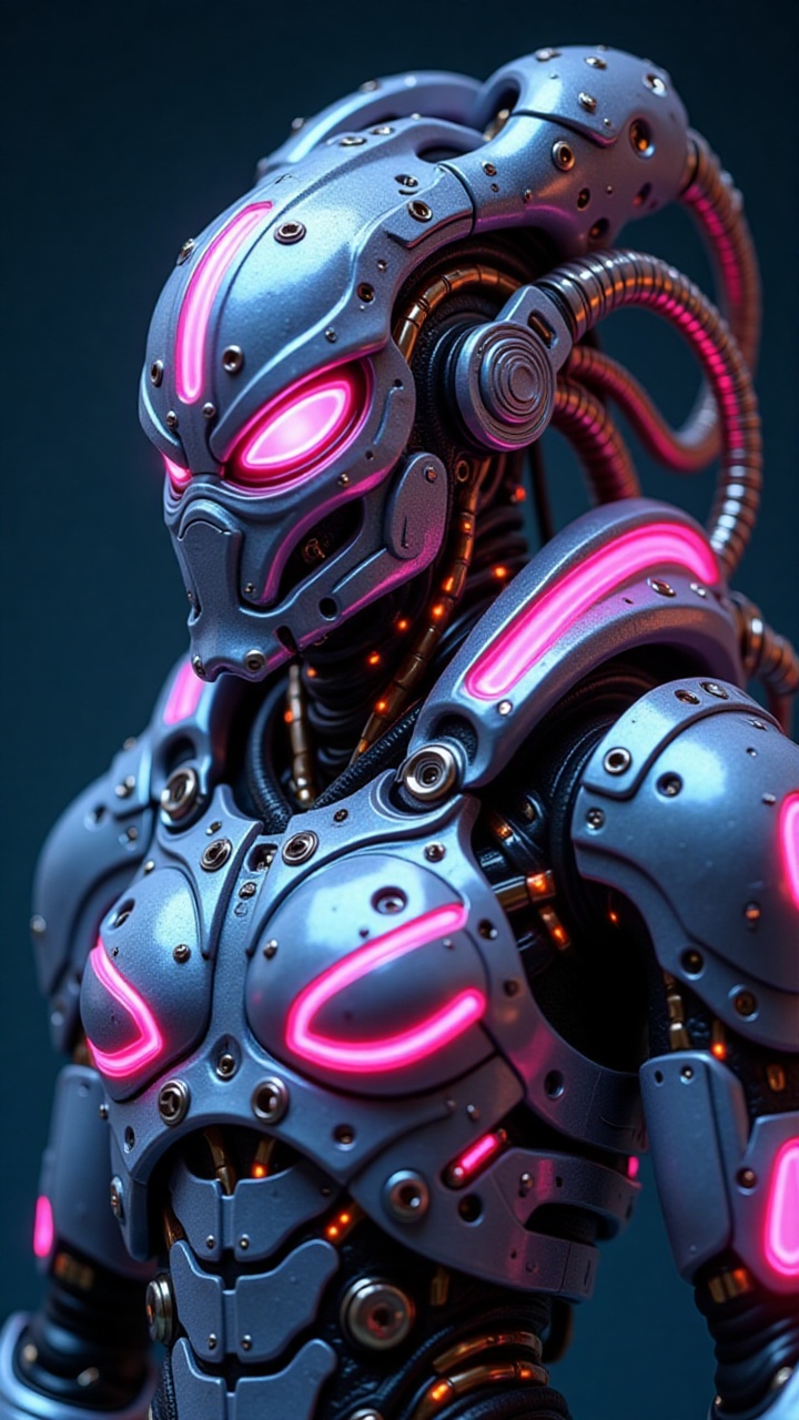 CyborgAndroid,  highly detailed mechanical design,  blend of metallic silver-blue synthetic on Tensor.Art