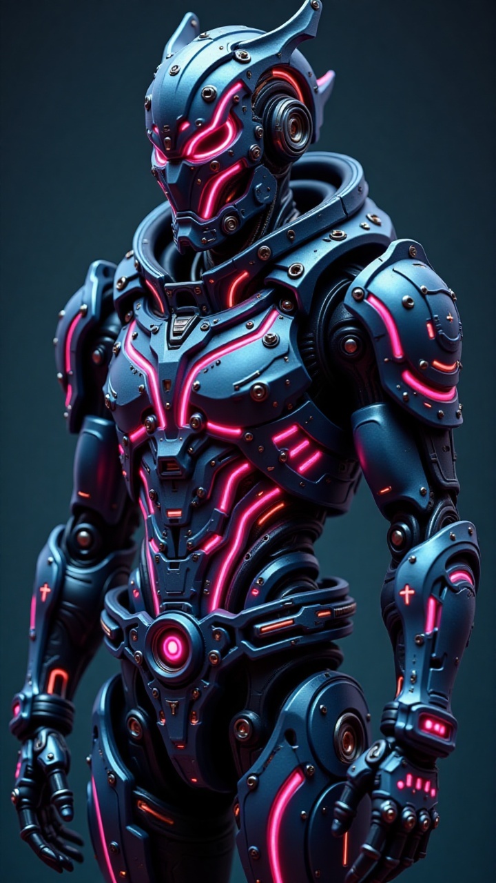 CyborgAndroid,  highly detailed mechanical design,  blend of metallic silver-blue synthetic on Tensor.Art