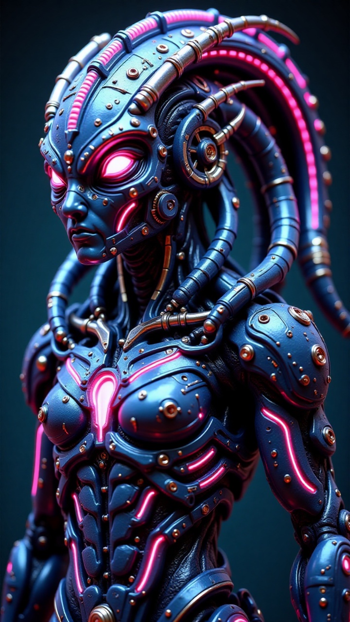 CyborgAndroid,  highly detailed mechanical design,  blend of metallic silver-blue synthetic on Tensor.Art