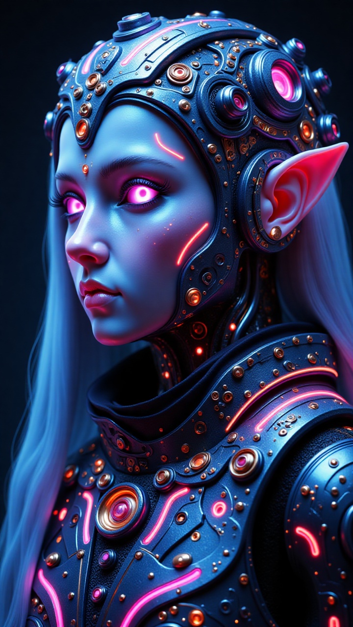CyborgAndroid,  highly detailed mechanical design,  blend of metallic silver-blue synthetic on Tensor.Art