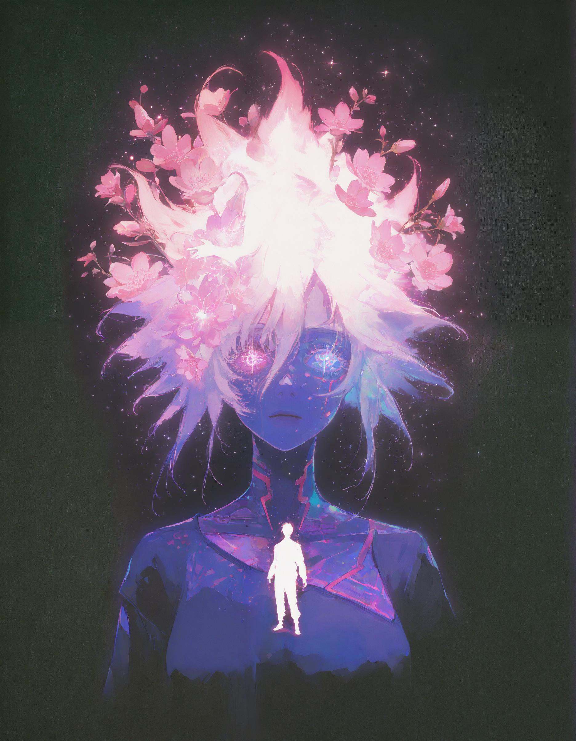 Glowing ethereal figure,  abstract face,  bright white light on Tensor.Art