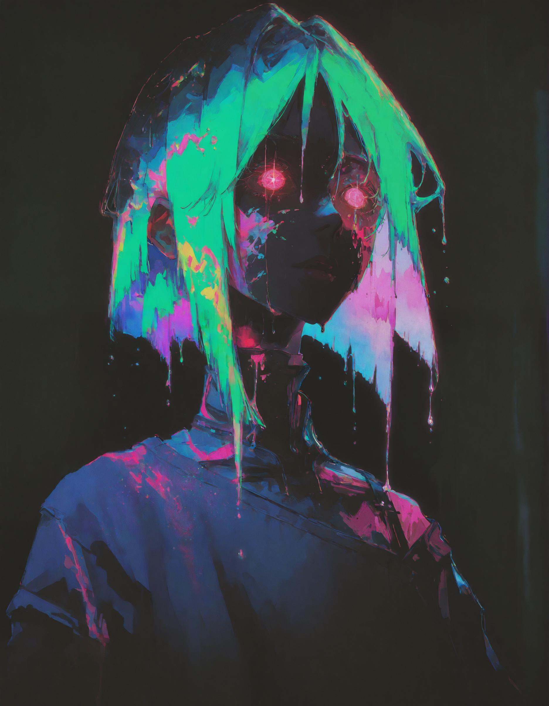 1other,  neon colors,  dripping paint effect on Tensor.Art