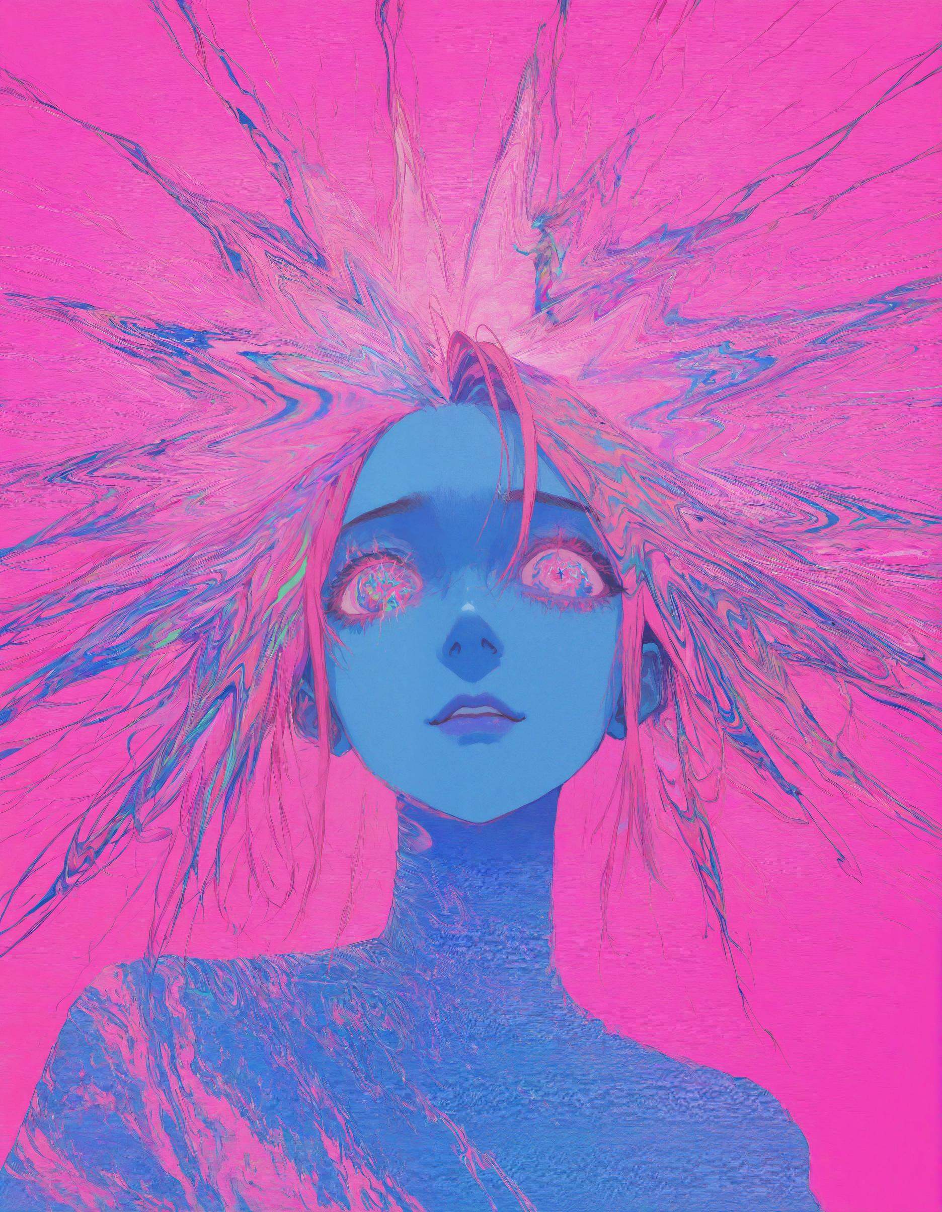 Surreal portrait,  vibrant colors,  blue skin on Tensor.Art