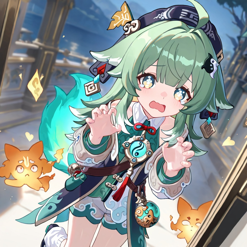 Huohuo (honkai star rail),  green hair,  ahoge on Tensor.Art