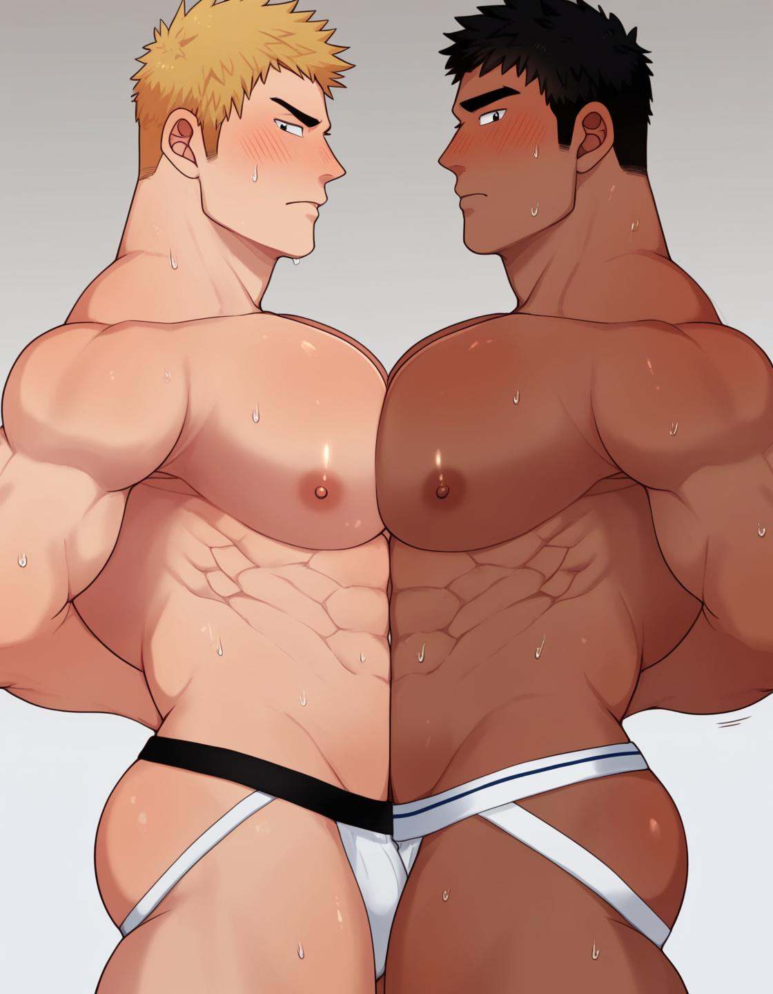 interracial,  short hair,  black hair on Tensor.Art