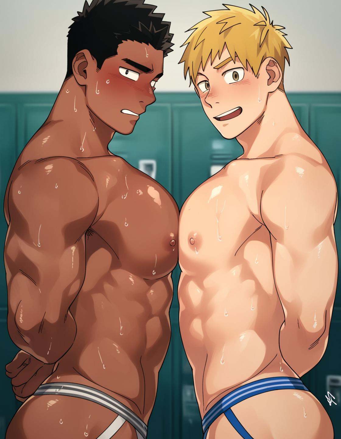 interracial,  short hair,  black hair on Tensor.Art