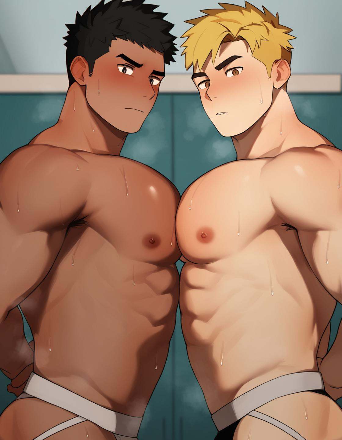 interracial,  short hair,  black hair on Tensor.Art