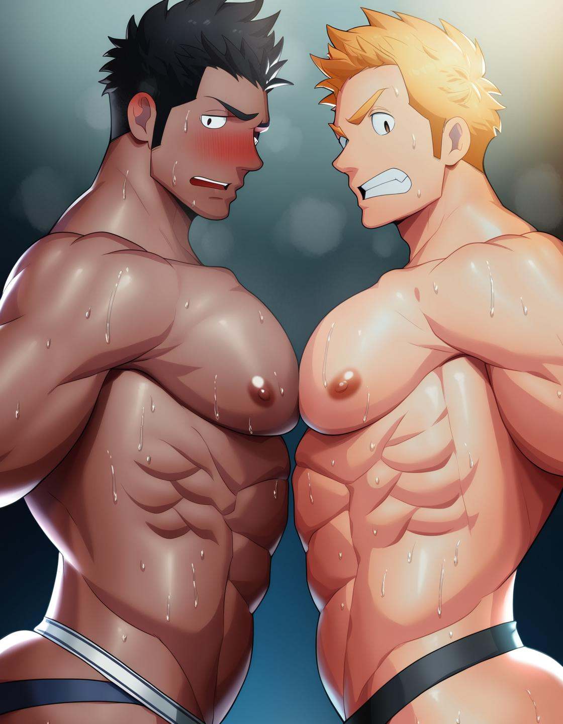 interracial,  short hair,  black hair on Tensor.Art