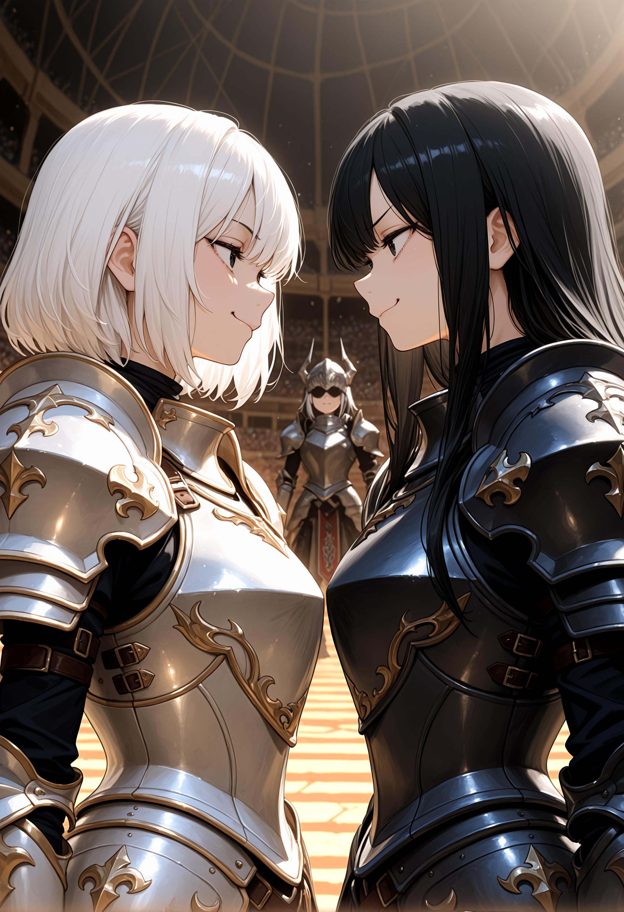 2girls,  upper body shot,  staring contest on Tensor.Art