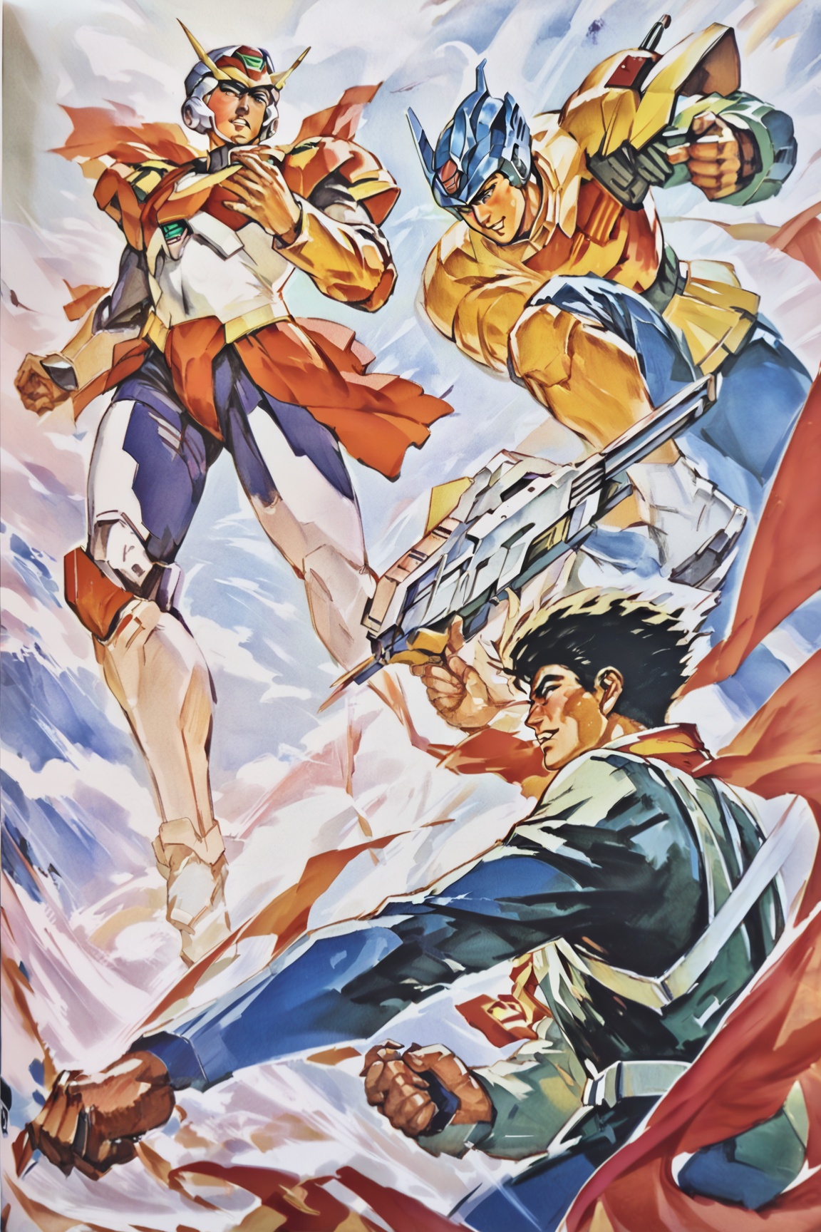 2 man,  gundam,  chinese ccp art on Tensor.Art