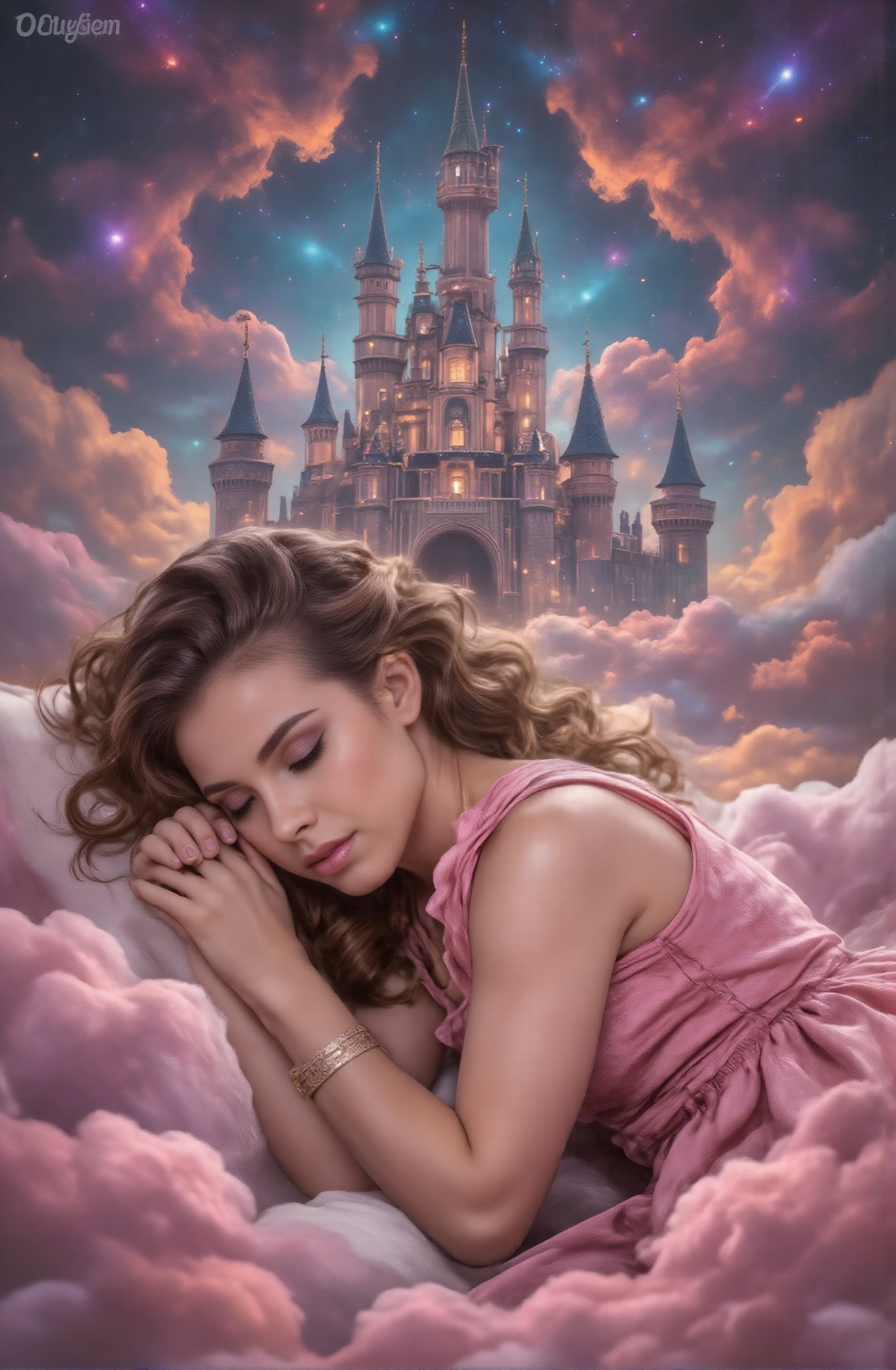 Score_9 The dreams we had collapsed and our faces were blurred! There is a castle in the colorful clouds,  which appears i...