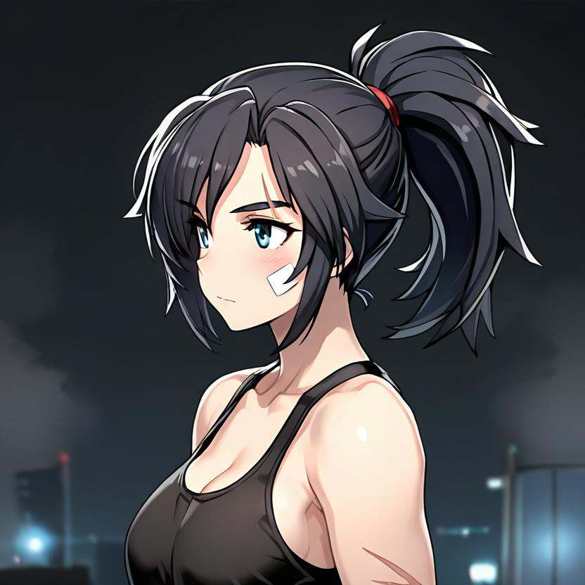 1girl,  jinsepatsu,  black hair on Tensor.Art