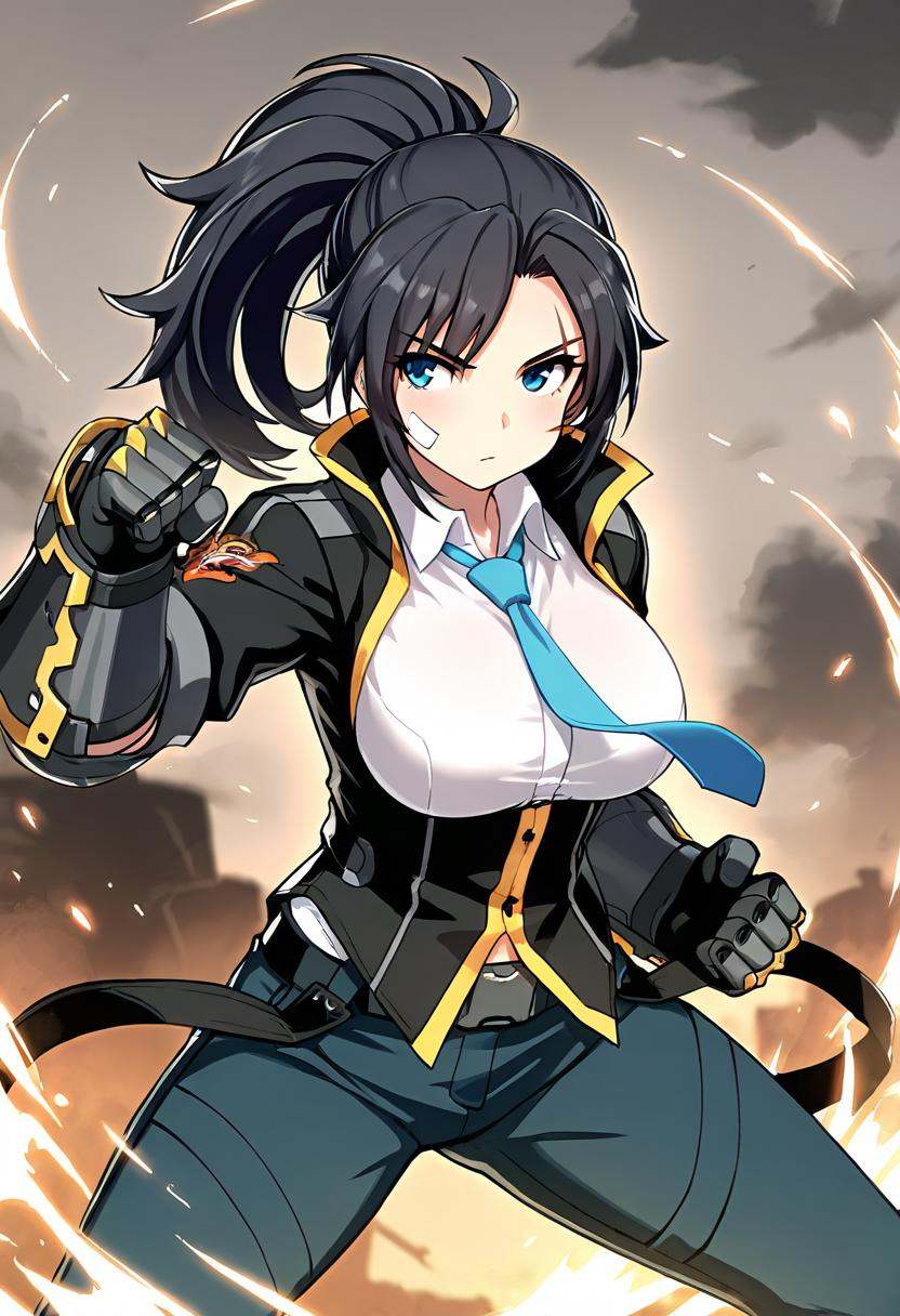 1girl,  jinsepatsu,  black hair on Tensor.Art