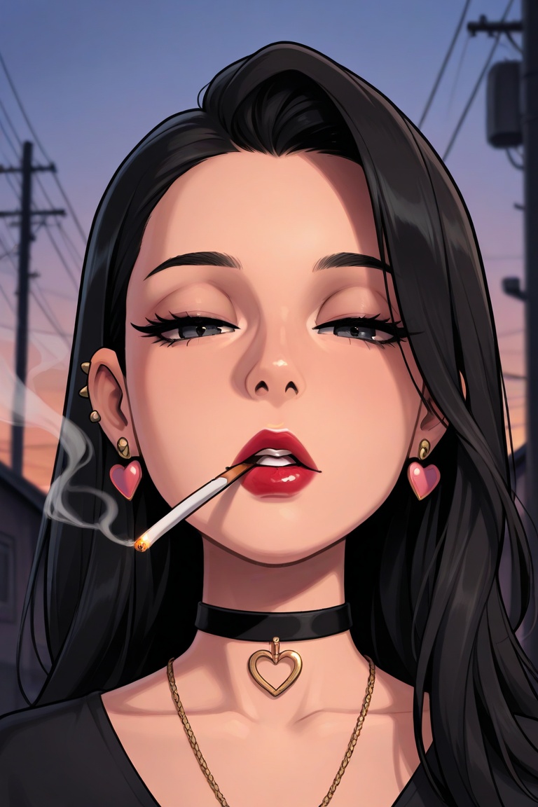 1girl,  smoking,  cigarette on Tensor.Art