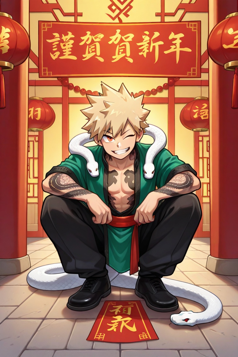 1boys,  solo,  a cartoon character wearing a traditional chinese costume on Tensor.Art