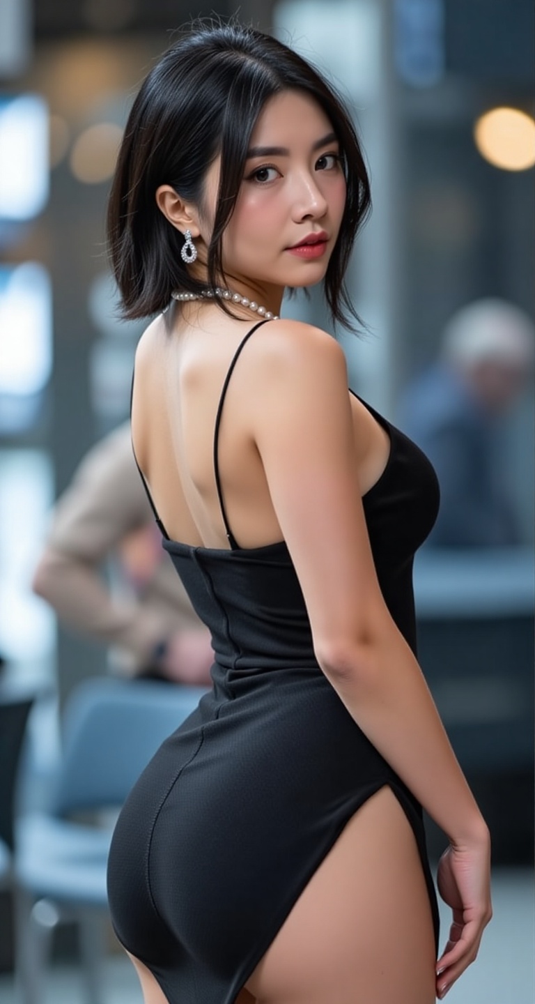 In a stunning ultra-high-quality 8K frame,  a solo figure with striking black hair and a masterpiece-worthy beauty pose. t...