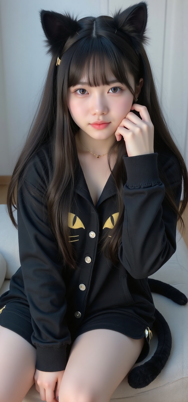 1girl.Long hair with bangs.Young girl.18-year-old.Small breasts.8K,  female focus,  pretty face on Tensor.Art