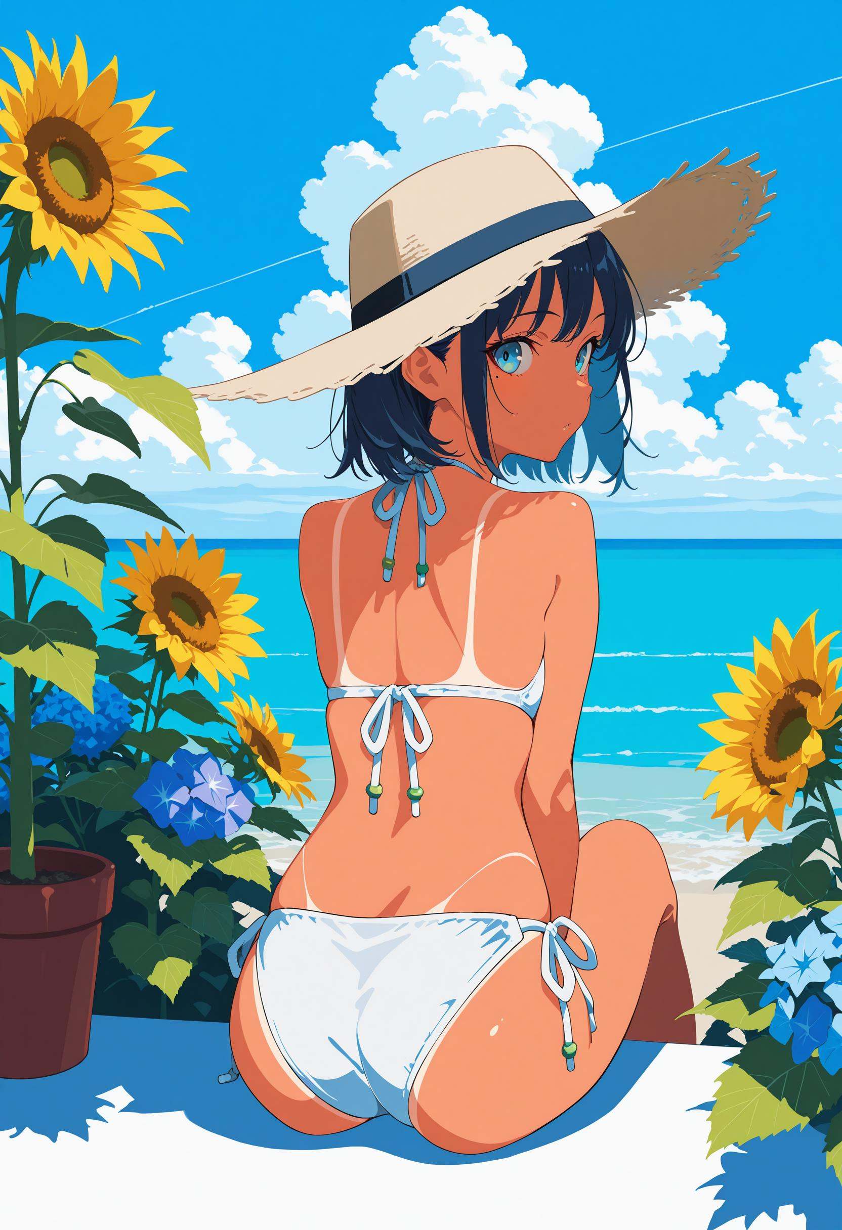 by [yoneyama mai|lam \(ramdayo\)],  1girl,  sunflower on Tensor.Art