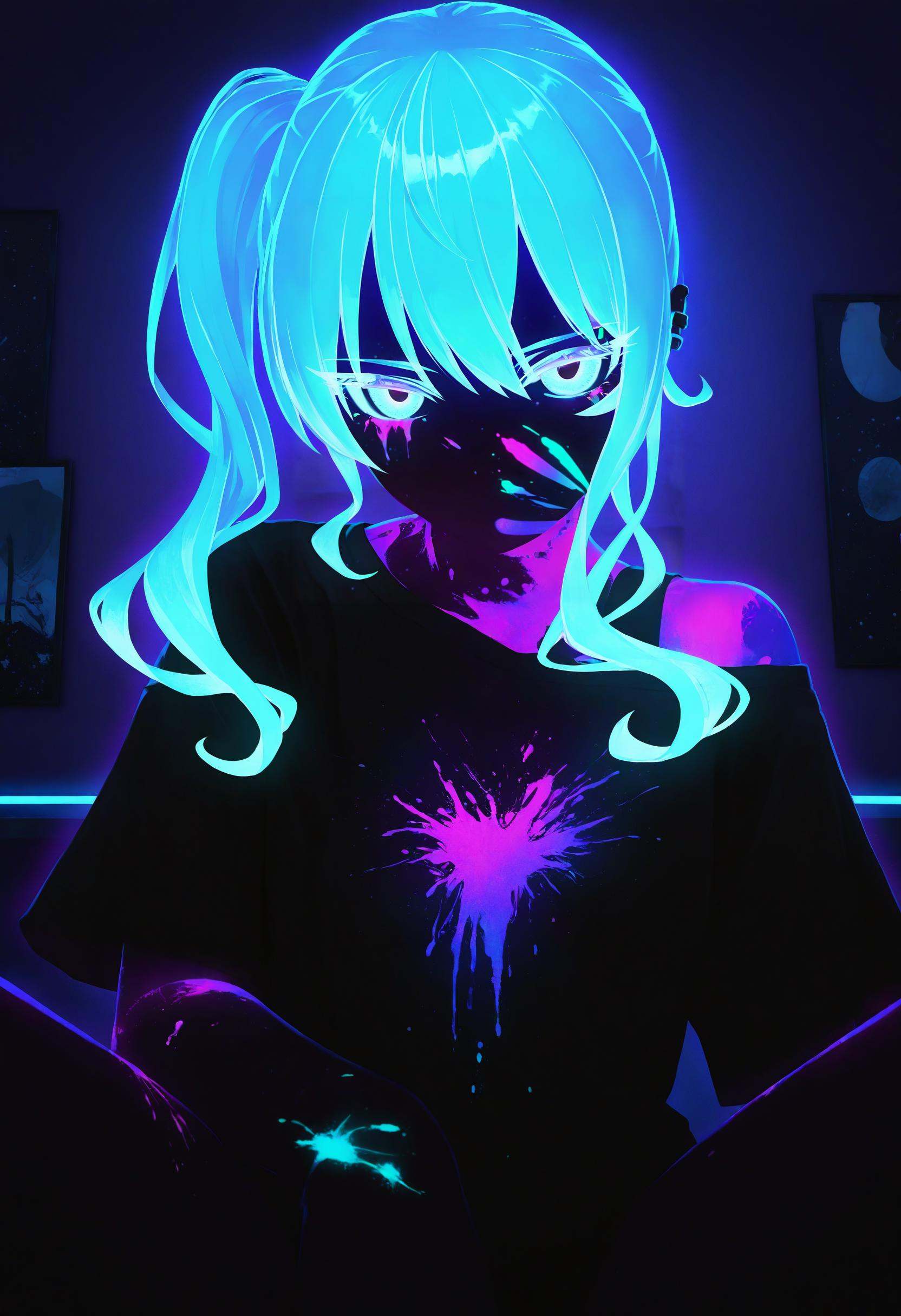 ultraviolet,  hoshimachi suisei,  blue hair on Tensor.Art