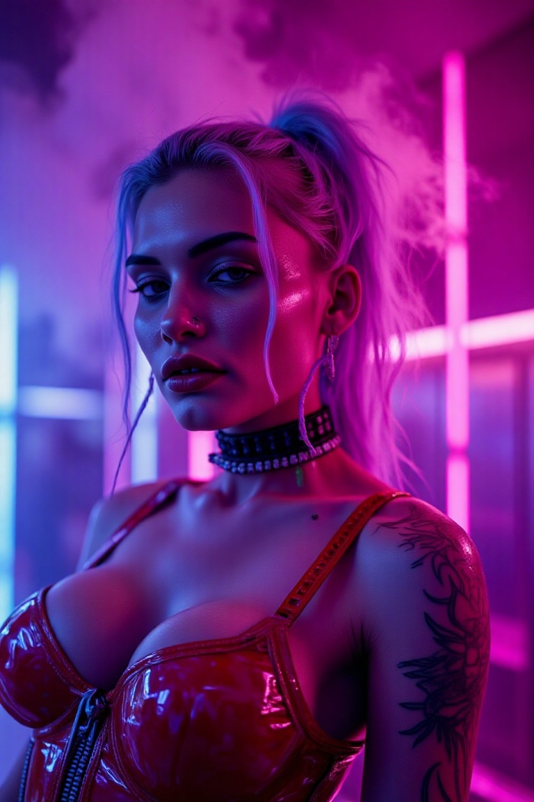 RAW Photo,  sci-fi retro aesthetic,  punk girl on Tensor.Art